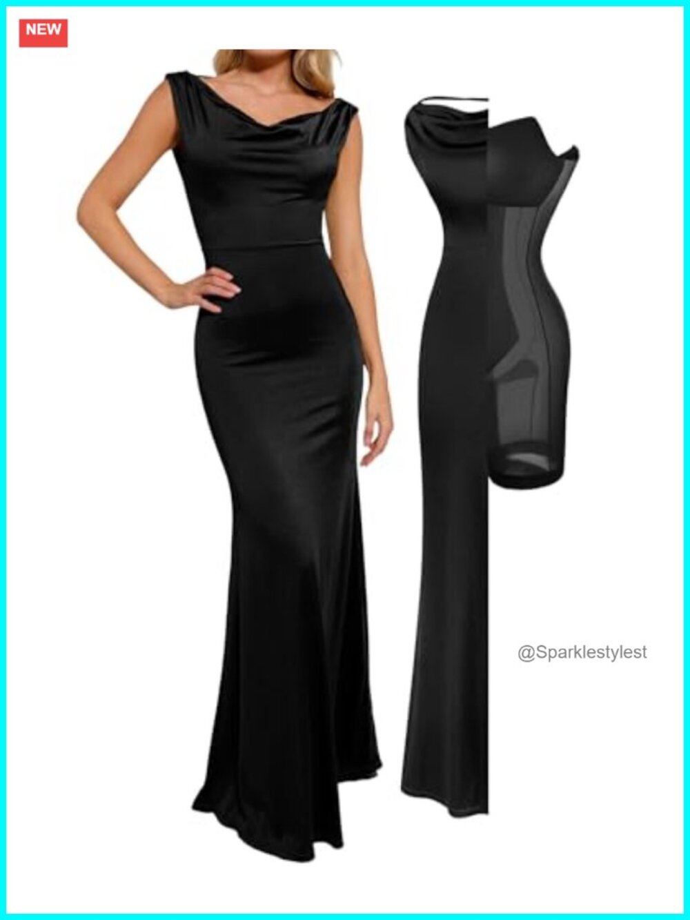 Popilush Shapewear Maxi Dress Sleeveless Formal Convertible Bodycon Fishtail